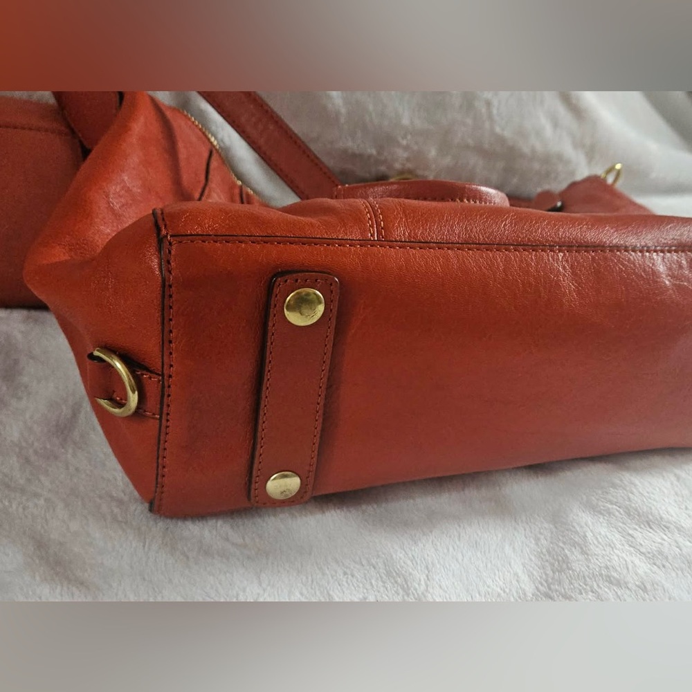 Coach Orange Coral Genuine Leather Satchel Handbag Purse G1273-F19247 12” X 7.5” - Picture 4 of 16